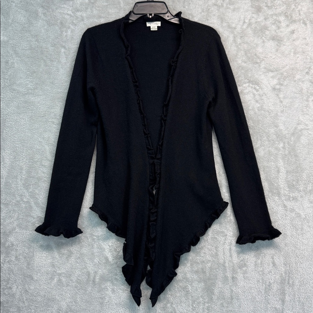 Fine Cashmere Invesements Black Open Cardigan Size S/M - Picture 2 of 8